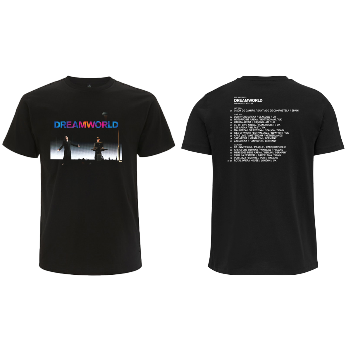 Dreamworld 2024 European Tour T-Shirt Black | Pet Shop Boys